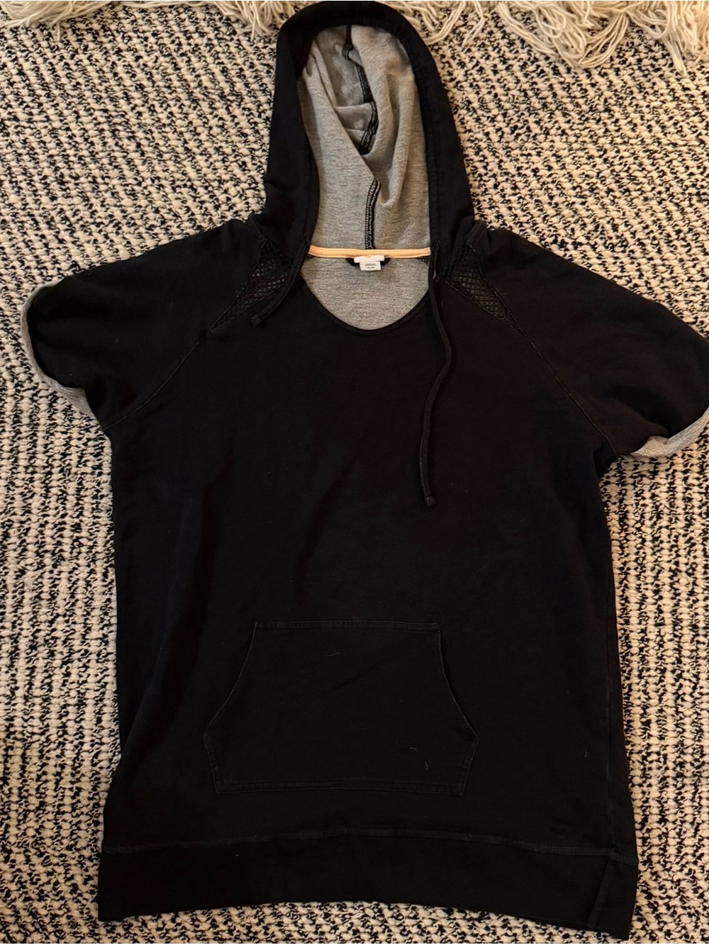 Everlast Short Sleeve Hoodie Sweatshirt Black XL Grey Inside Great Condition